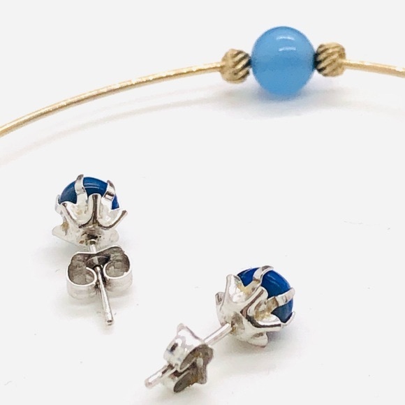 Vintage Blue Star Sapphire Earrings & Bracelet Stack - Picture 6 of 11